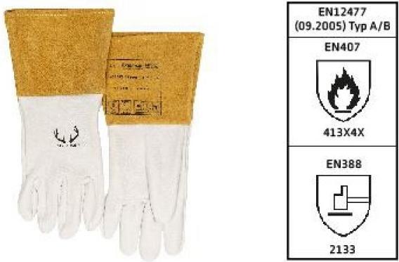 Image du produit Elmag - Gants de soudeur 5 doigts WELDAS 10-2304 M WIG/TIG en cuir de cerf pleine fleur avec cuir croûte (8.5)