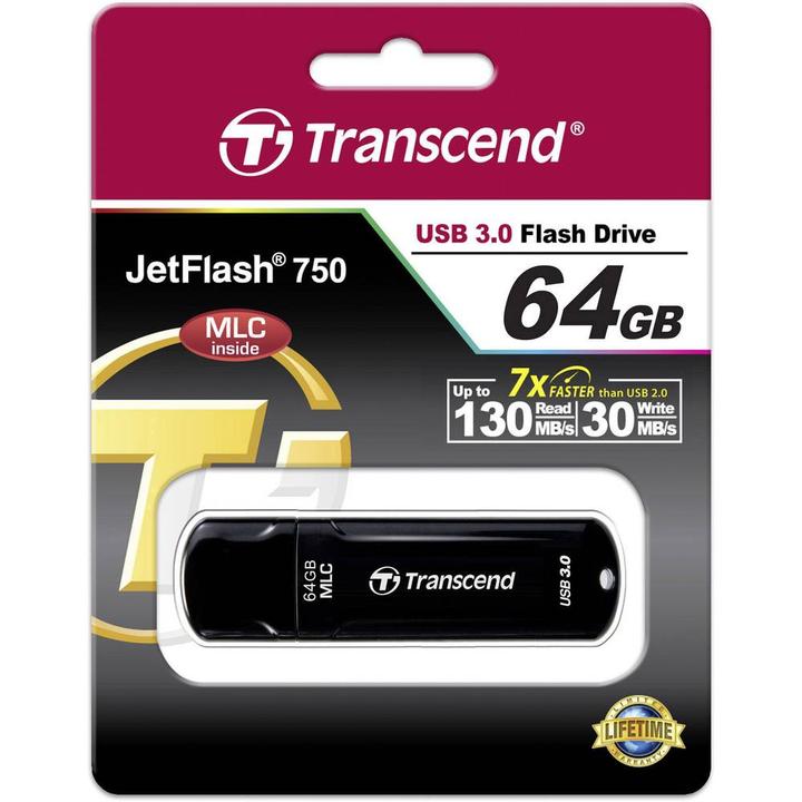 Image du produit Transcend 64GB JETFLASH 750, USB 3.0 (64 Go, USB-A)