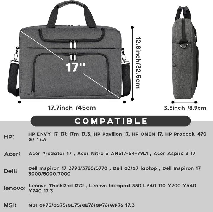 Immagine prodotto Bertasche Borsa per computer portatile da 17-17,3 pollici (grigio scuro) (17.30")
