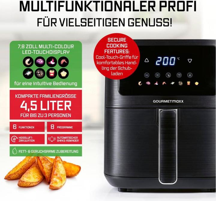 Actual product image Gourmetmaxx Heissluft-Fritteuse AirGenius S 4.5 l, Detailfarbe