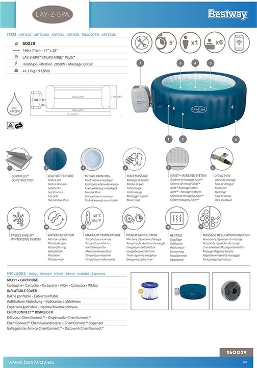 Produktbild Bestway Lay-Z-Spa Milan Airjet Plus (6 Pers.)