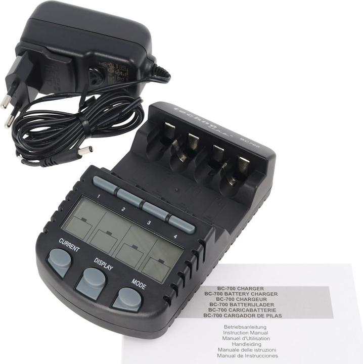 Immagine prodotto XCell Technoline BC 700 caricabatterie nero con 4x eneloop HR-3UTG e AccuCell AkkuBox (4 pz., AA, Batteria + Caricabatterie)