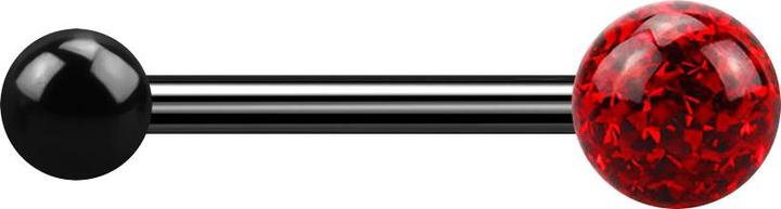 Actual product image Star Piercing Barbell schwarz mit Kugel und Kristallkugel rot Epoxy Schutzschicht (without brass, Titanium)