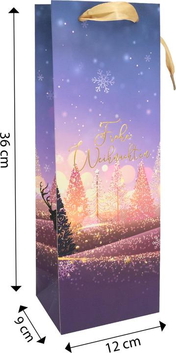 Produktbild Idena Flaschentasche Weihnachten lila 12x9x36cm (Flaschentasche)