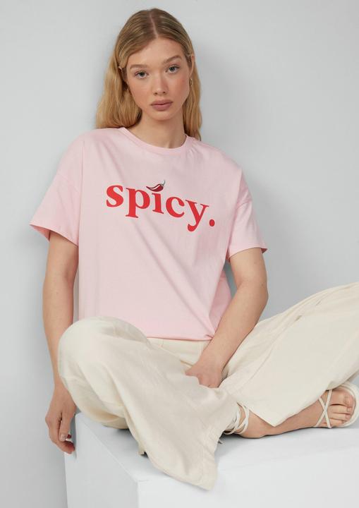 Immagine prodotto S.Oliver T-Shirt Baumwollshirt mit überschnittener Schulter und Frontprint (S)