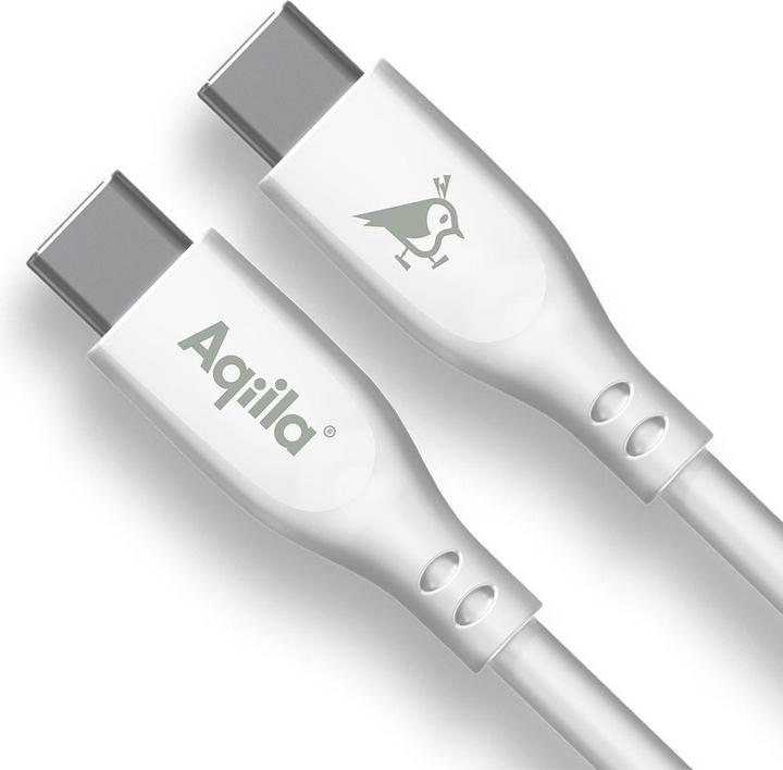 Image du produit Aqiila Cablebird CS12 - Câble USB-C vers USB-C en silicone, 60W (2m) - Blanc (2 m, USB 2.0, 60 W)