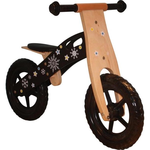 Megaleg Trae Sort Løbecykel med rigtige hjul med luft