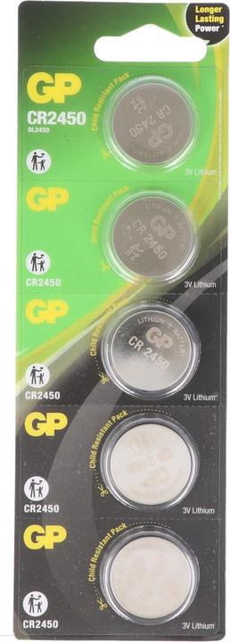 Actual product image GP Batteries CR2450 GP Lithium Knopfzelle 3V 5 Stück (5 pcs., CR2450, 600 mAh)