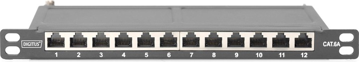 Actual product image Digitus CAT 6A, Class EA Patch Panel, shielded, 12-port, 0.5U, 10", black
