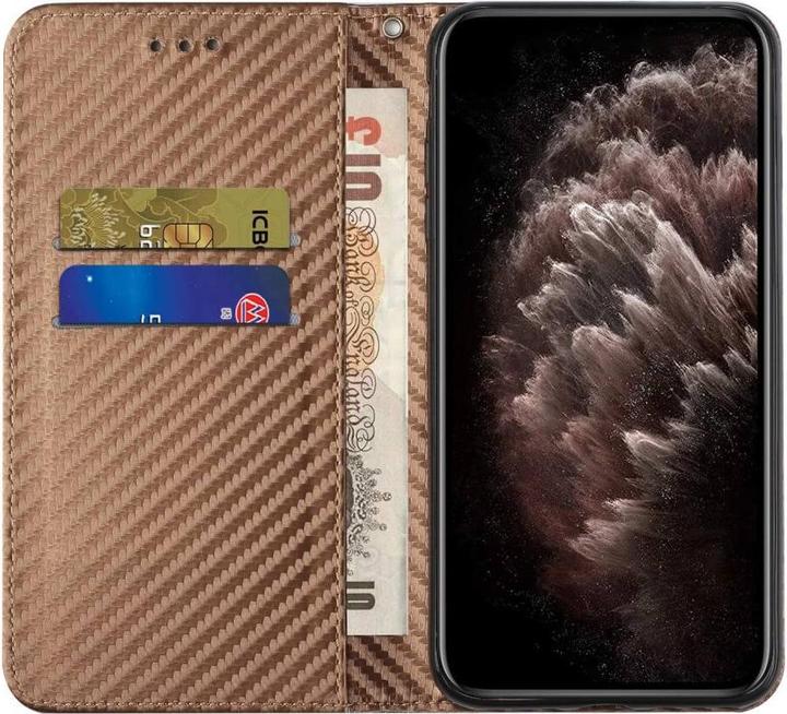 Actual product image Cover-Discount Xiaomi Poco X5 - Carbon Look Flip Case Cover brown (Xiaomi Poco X5)