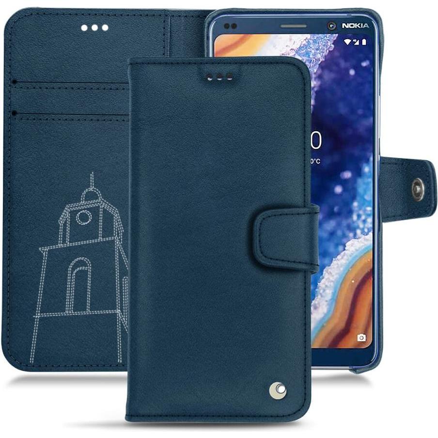 Noreve Lederschutzhülle Wallet (Nokia 9 PureView), Smartphone Hülle, Blau