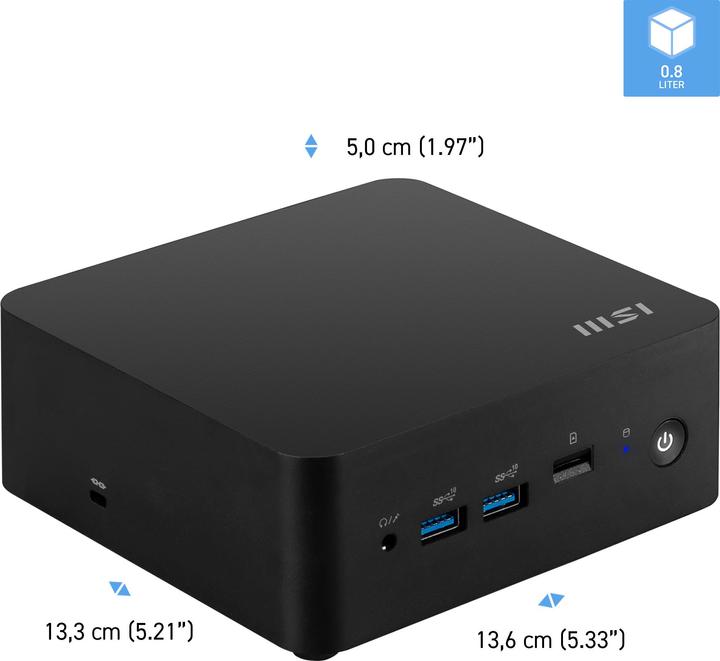 Image du produit MSI Cubi NUC 1MG (sans système d'exploitation) (Intel Core 3 100U, 8 Go, 256 Go, Intel UHD Graphics)