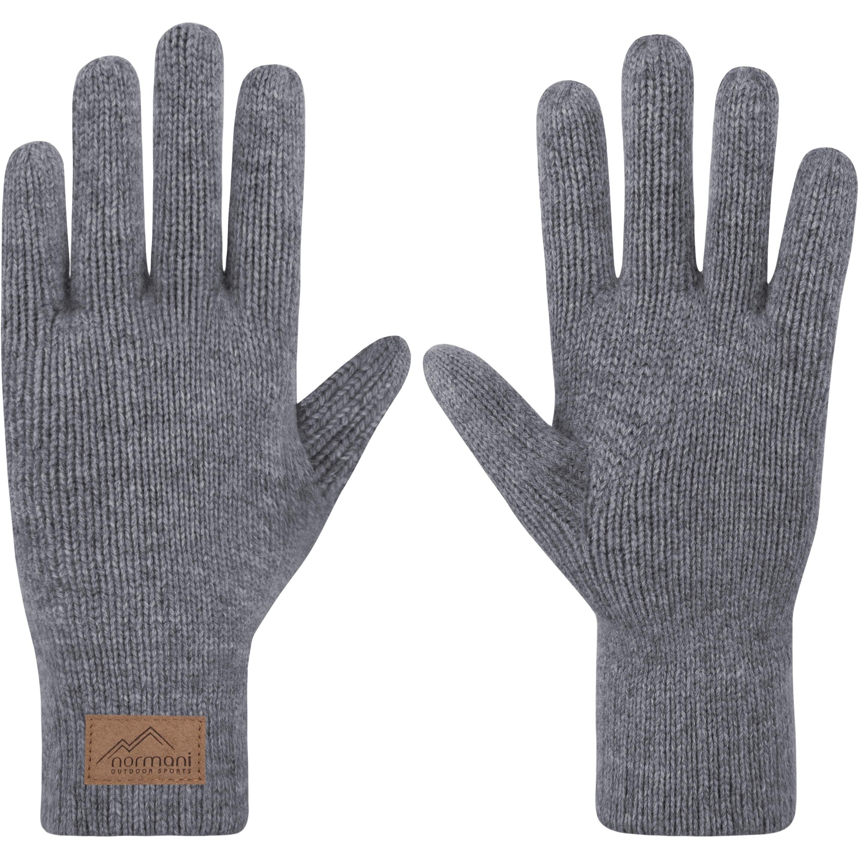 Normani, Herren, Handschuhe, Herren Merino Strick-Fingerhandschuhe „Malak" - 9661, Grau, (9.5)