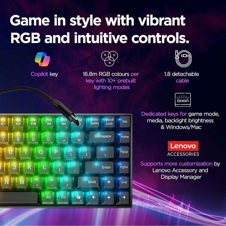 Actual product image Lenovo Legion K510 Mini Pro Gaming Keyboard (US, Cable)