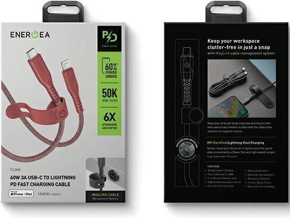 Actual product image Energea USB-C to Lightning cable (1.50 m, USB 3.2 Gen 2, 60 W)