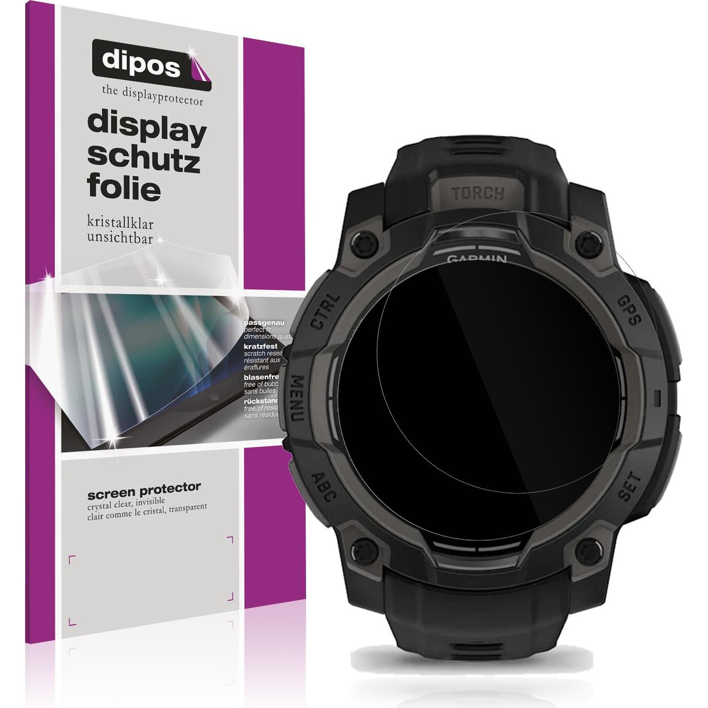 Dipos Schutzfolie Klar für Garmin Instinct 3 45mm, Smartwatch Schutzfolie, Transparent