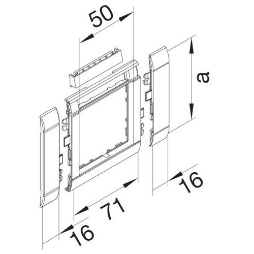 Thumbnail - Hager, Leitungsführung Zubehör, GR0802B9010 Rahmenblende modular, ZS 50, OT 80, hfr