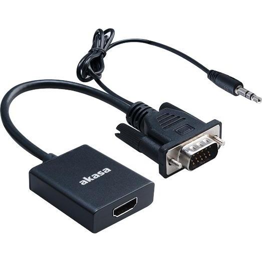 Thumbnail - Akasa AK-CBHD23-20BK Videokabel-Adapter HDMI Typ A (Standard) VGA (D-Sub) + + USB Type-A (HDMI), Video Kabel