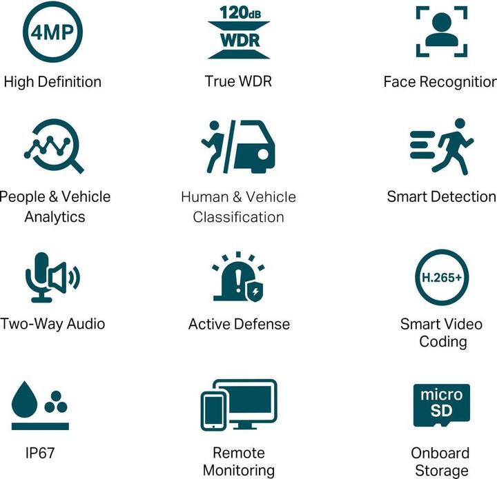 Actual product image TP-Link VIGI C340S(4mm) 4MP Outdoor ColourPro Night Vision Bullet Network Camera (2688 x 1520 pixels)