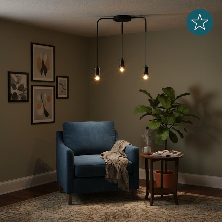 Produktbild Luxula Pendelleuchte Industrial 3 flammig, für 3 x E27, Metall, 1,5 m Textilkabel, schwarz (E27)