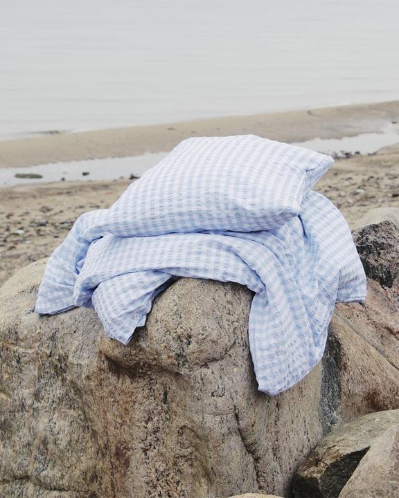 Produktbild Juna B 140 x L 200 cm - Økologisk bomuld - Blå/hvid (Bettwäsche Set, 140 x 200 cm)