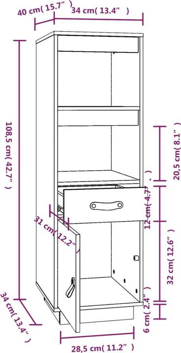 Produktbild vidaXL Highboard (34 x 34 x 108.50 cm)