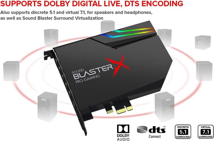 Immagine prodotto Creative Sound BlasterX AE-5 Plus Scheda audio da gioco ad alta risoluzione / DAC - RGB, PCIe (PCI-E x1)