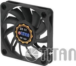 Produktbild Titan Lüfter, 60 x 60 x 10 mm, mit Tachosignal, Flüssigkeits-Gleitlager 12 V DC, 15,3 mü/h, 3600 U/min, <2 (60 mm, 1 x)