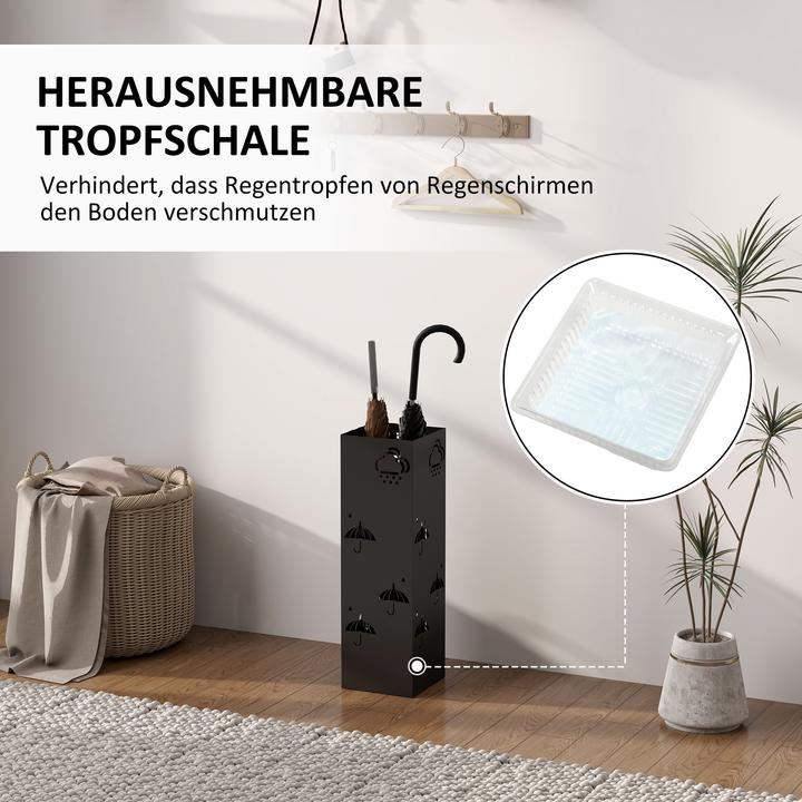 Image du produit Homcom Schirmhalter Stahl Schwarz (15,5 x 15,5 x 49 cm)