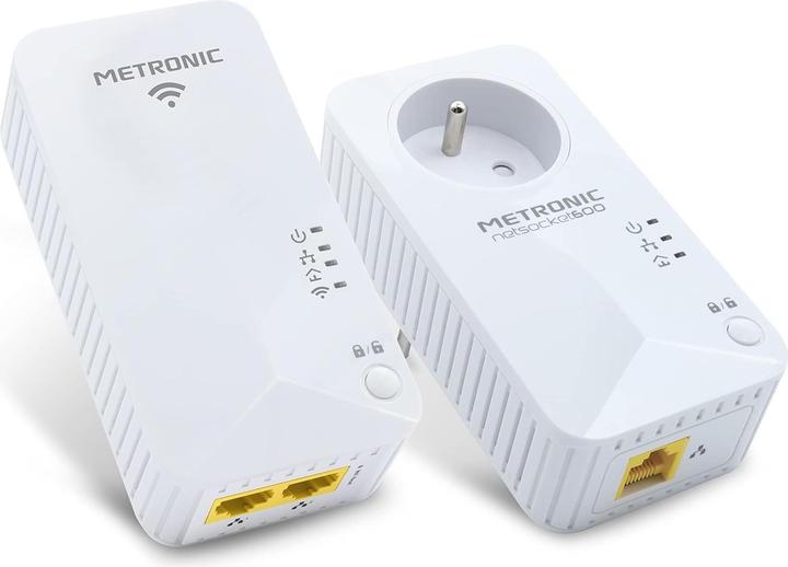 Immagine prodotto Metronic Presa WiFi Powerline con Porte Ethernet (600 Mbit/s)