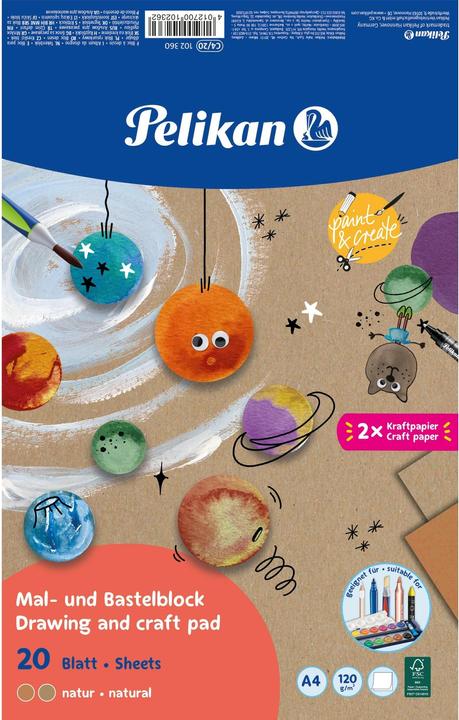 Actual product image Pelikan Drawing pad A4 120gr/20BL natural white (210 x 297 mm, Plain, No binding)