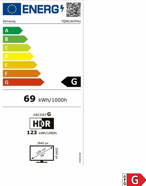 Label énergétique Samsung TV The Frame 50" QLED 2025 (50", LED, QLED, 4K, 2025)
