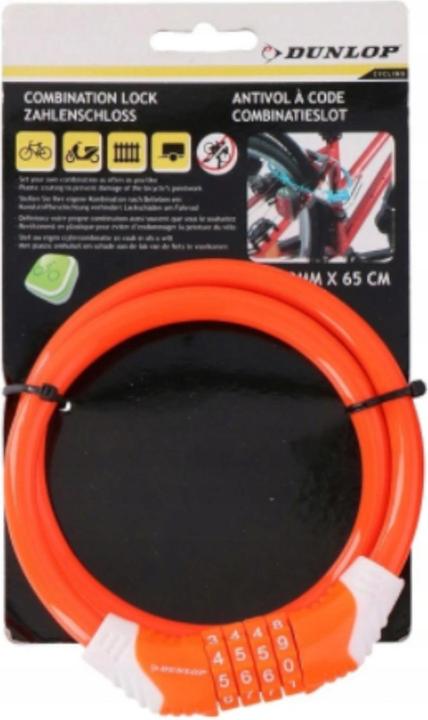 Produktbild Dunlop - Diebstahlsicheres Fahrradschloss mit Code (orange) (65 cm)