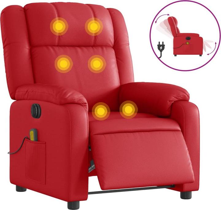 Produktbild VidaXL Massagesessel Elektrisch Sessel Fernsehsessel Relaxsessel Rot Kunstleder