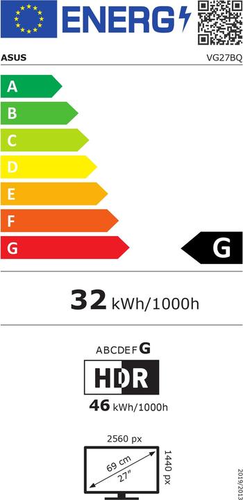 Energie-Label ASUS VG27BQ (2560 x 1440 Pixel, 27")