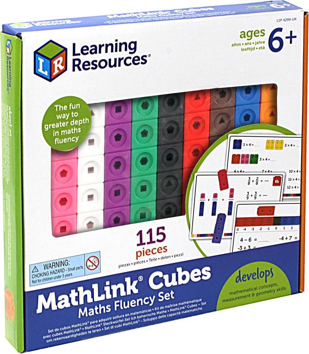Produktbild Learning Resources MathLink Steckwürfel-Set - Ich beherrsche Mathe (Spanisch, Französisch, Deutsch, Niederländisch)