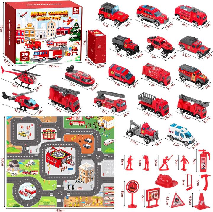 Actual product image Edonkvi Adventskalender mit Feuerwehrautos
