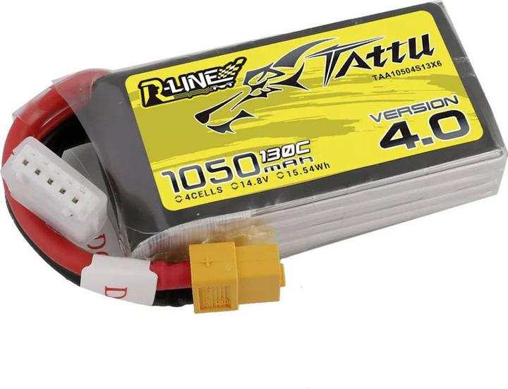 Immagine prodotto Tattu Batteria R-Line 4.0 1050mAh 14.8V 130C 4S1P XT60 (14.80 V, 1050 mAh)