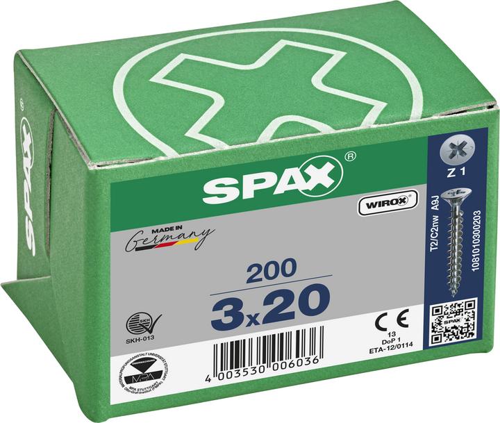 Produktbild Spax Senkkopf Bremsrippen Kreuzschlitz Z1 Vollgewinde Wirox (200 Schrauben pro Stück)