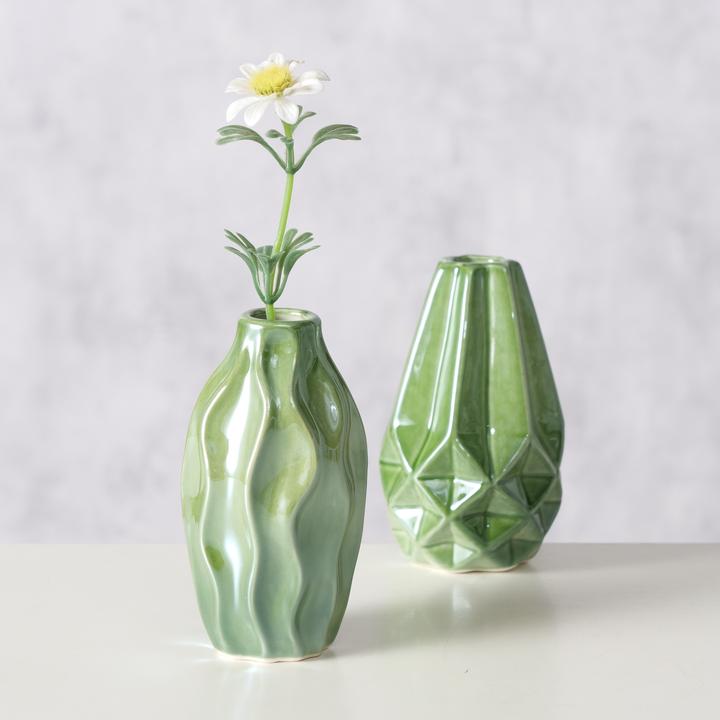 Produktbild Boltze Home BOLTZE Vase Palomina (2 tlg., Grün, Keramik, Perleffekt, LxBxH: 6 x 6 x 11 cm) (2x)