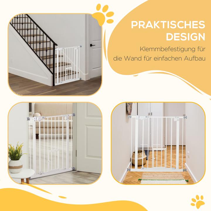 Image du produit Swisshandel24 Barrière de porte avec chatière, montage sans perçage, largeur variable 74-80 cm, ouverture d'une (74 cm)