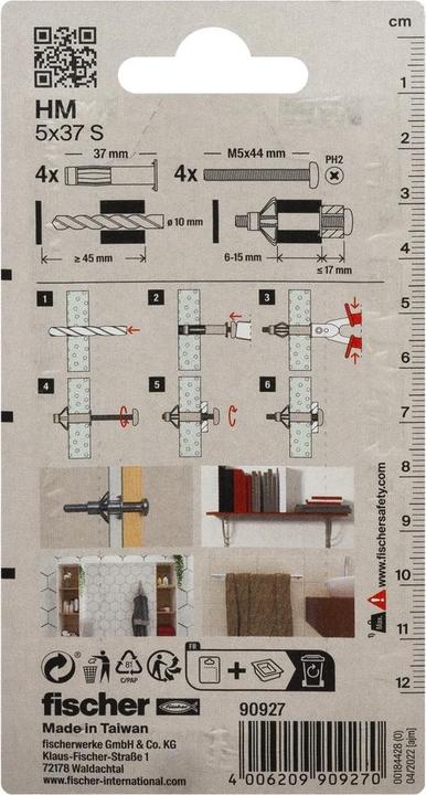 Produktbild Fischer Hohlraum-Metalldübel HM 5x37 S K (4 Stk.)
