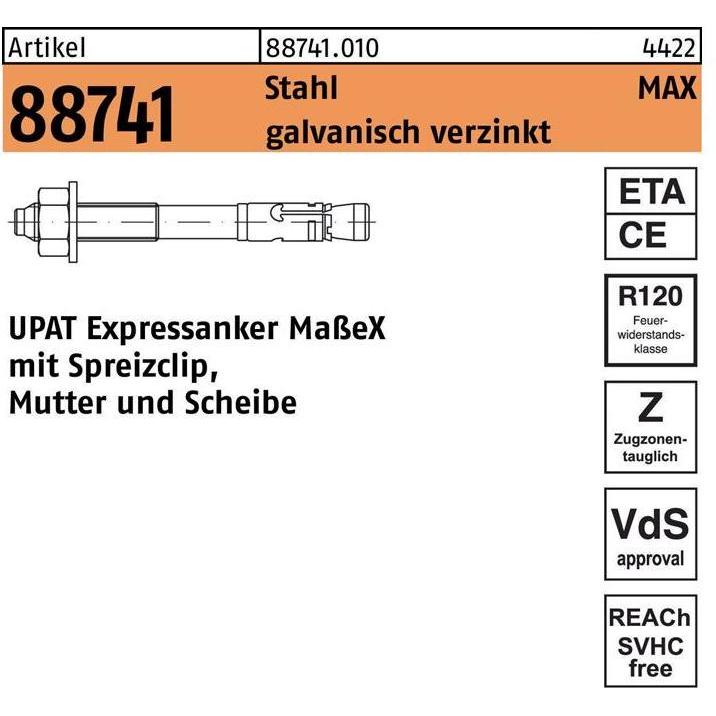 Thumbnail - Upat, Dübel, Expressanker MAX 12/100/200 galvanisch verzinkt 20 St. (20 Stk.)