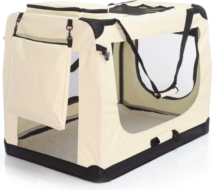 Produktbild Wiltec Fudajo Transportbox XXXL Faltbar Beige 100x69x69cm Hundebox Reisebox Katzenbox (Hund, Faltbar)
