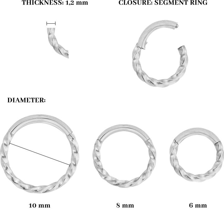 Image du produit Luamaya Twisted Click Ring - Small (Acier chirurgical 316L)