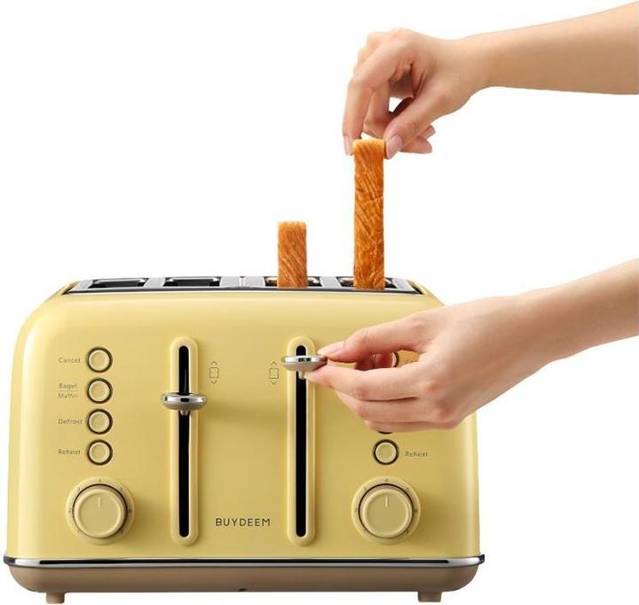 Actual product image Buydeem Toster 4 Slice Toaster, model DT640E, color Mellow Yellow, EU