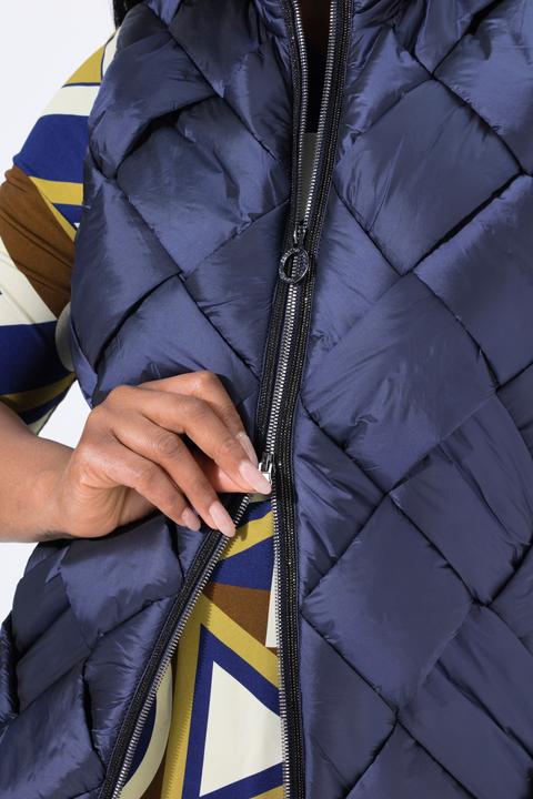 Actual product image Ulla Popken Long-Steppweste, Stehkragen, Two-Tone-Stepp, ärmellos (50, 52)