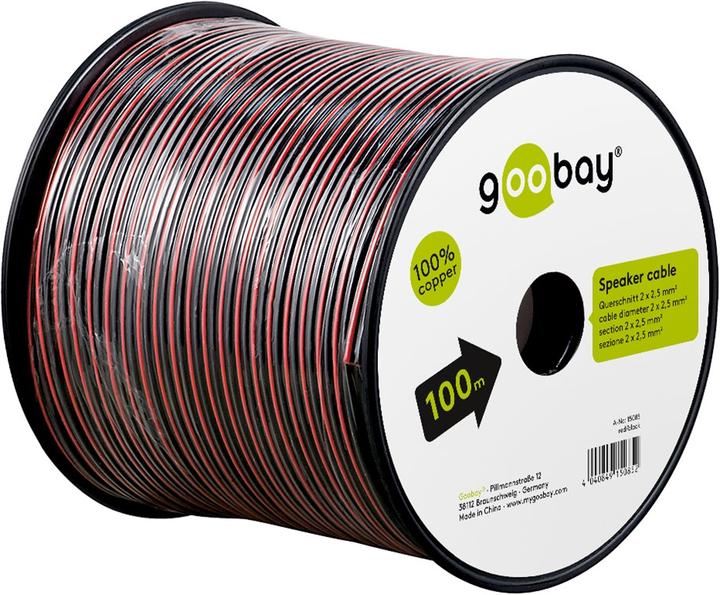Produktbild Goobay Lautsprecherkabel Rotschwarz CU (100 m, 2.50 mm²)