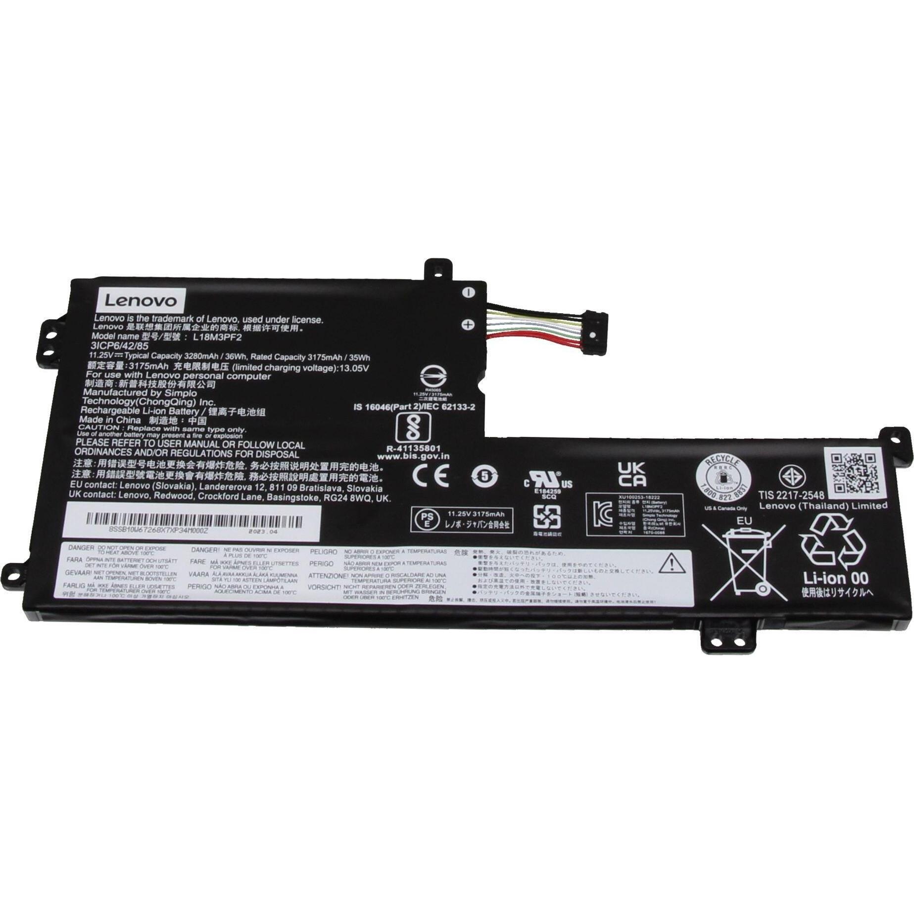 Lenovo L18L3PF1 (3 Zellen, 3280 mAh), Notebook Akku