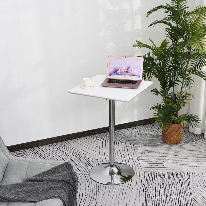 Produktbild Swisshandel24 Stehtisch, höhenverstellbar, quadratisch, Stahl Weiss 60 x 60 x 71-92 cm